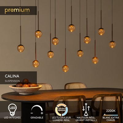 Lucide CALINA - Suspension - LED Dim. - CCT - 12x7W 2200K/3300K - Café | Premium